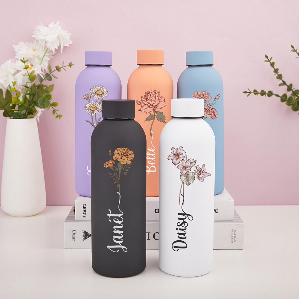 Sports Water Bottle Insulated - Garrafa de Água Floral Personalizada, Garrafa